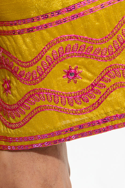 EMBROIDERED RAW SILK SHIRT (LUXURY PRET)