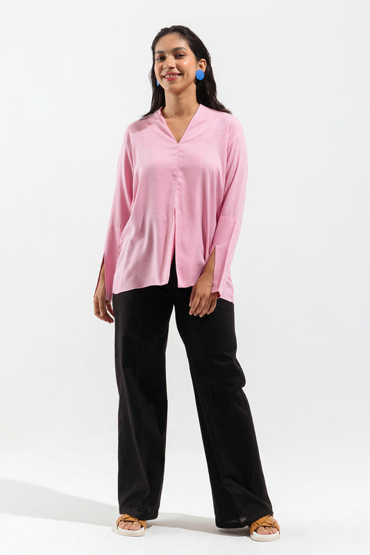 LIGHT PINK SHAWL COLLAR TOP