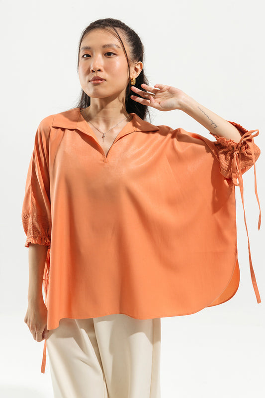 PEACH COLLARED TOP