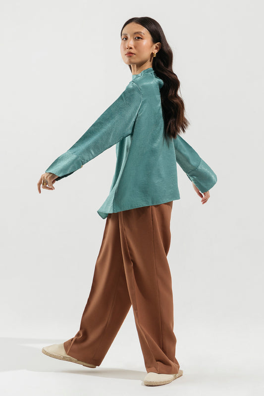 SEA GREEN MOCK NECK TOP