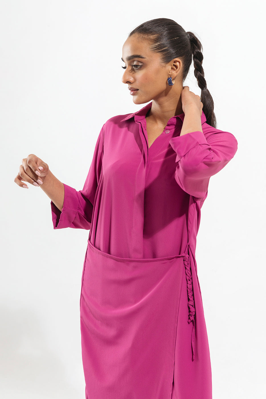 LILAC OVERLAPPED PANEL DRESS