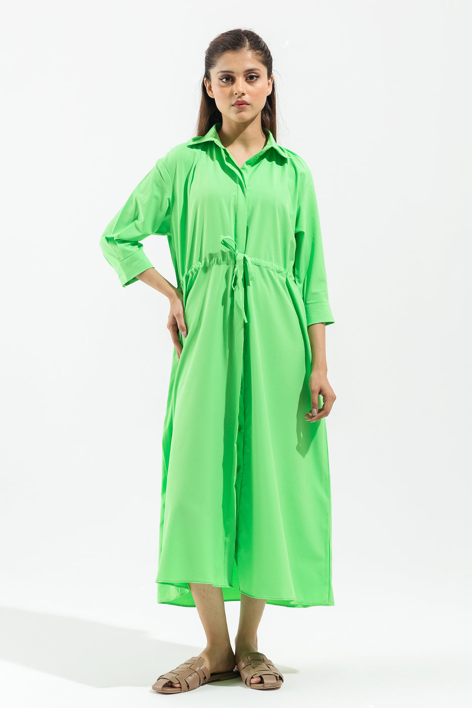 Light green shirt dress best sale