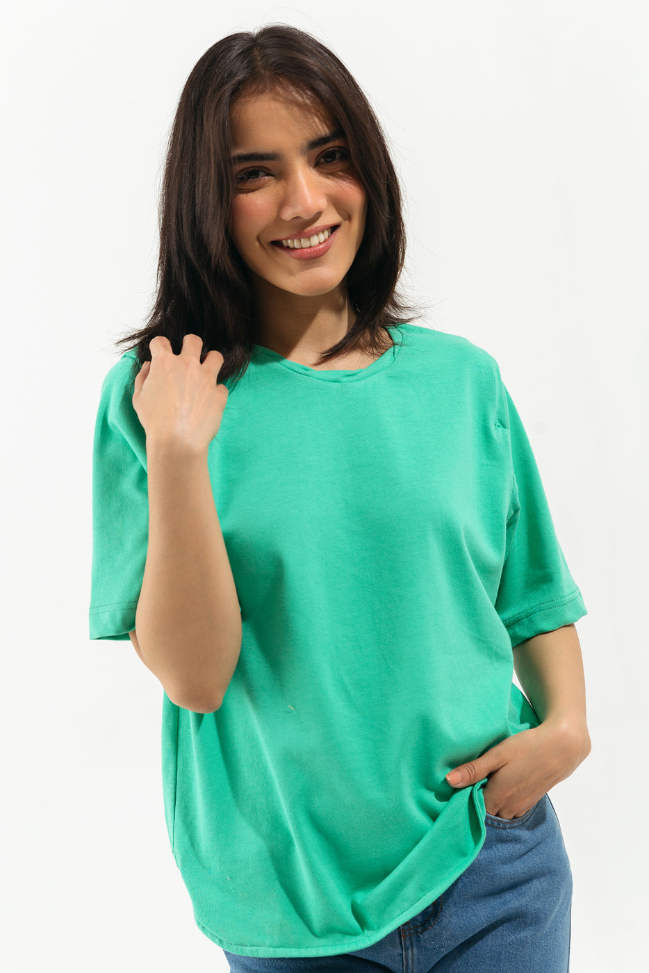 SEA GREEN ROUND NECK T-SHIRT