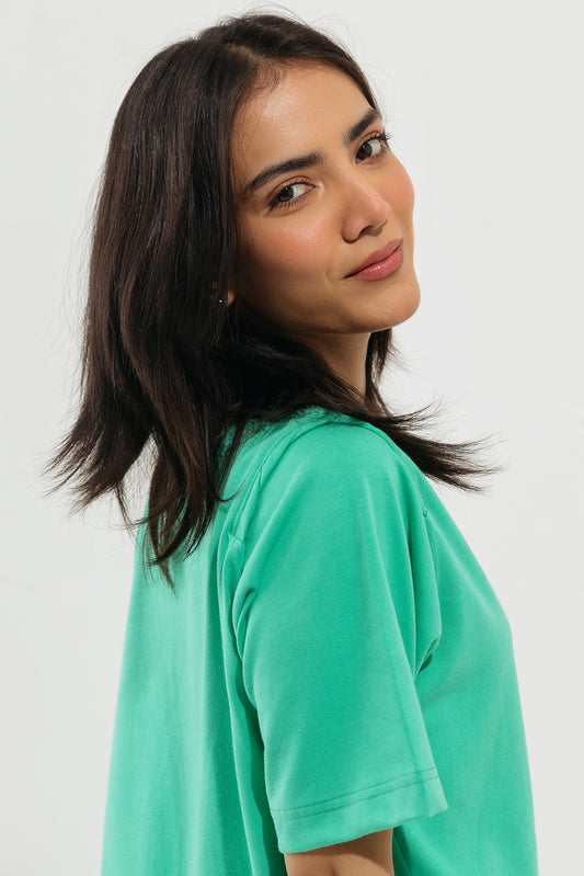 SEA GREEN ROUND NECK T-SHIRT