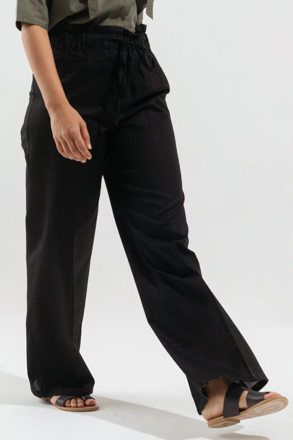 BLACK WIDE LEG PANTS