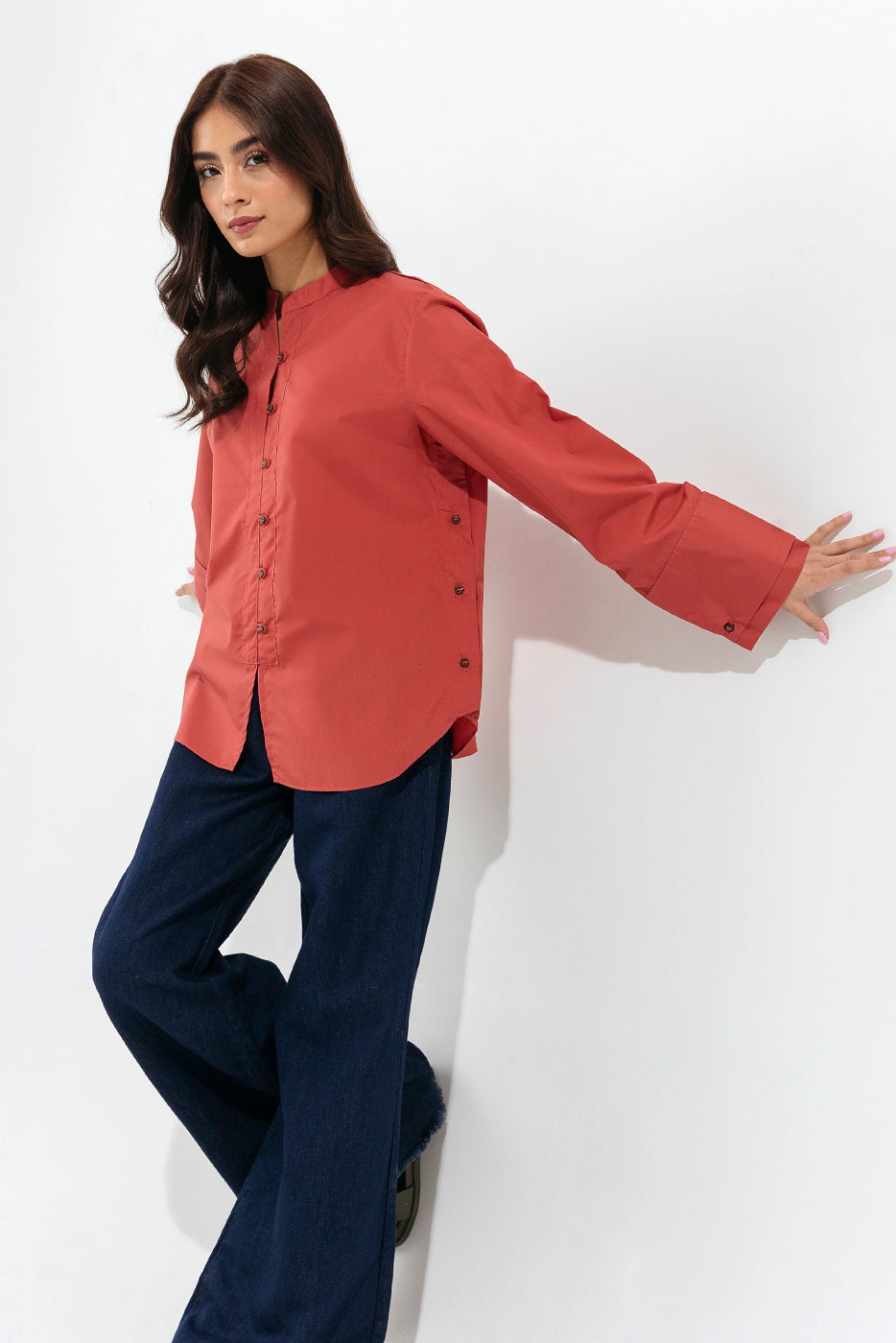 TERRACOTTA BUTTON-THROUGH SHIRT