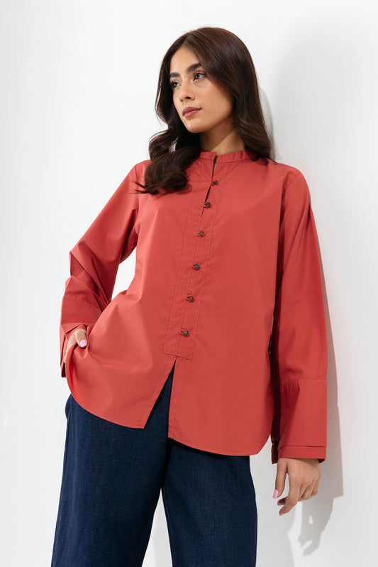 TERRACOTTA BUTTON-THROUGH SHIRT