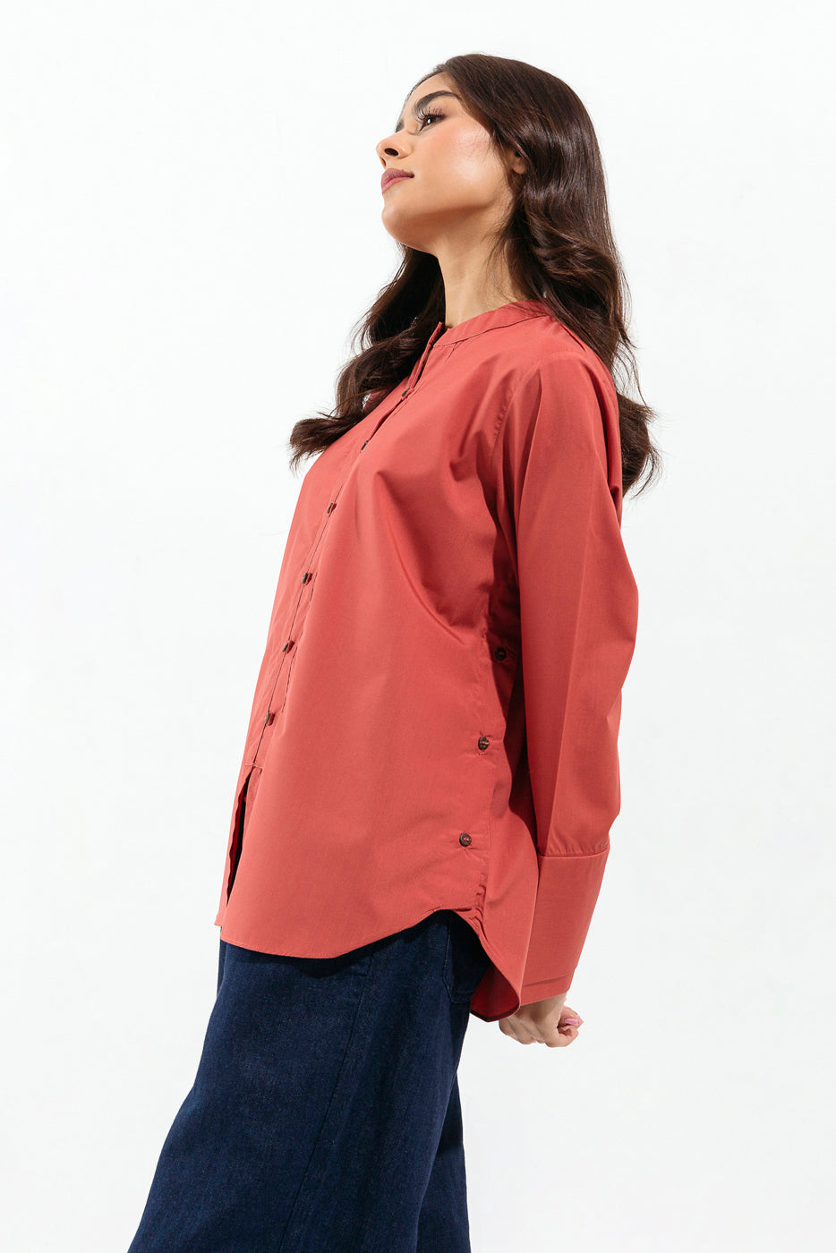 TERRACOTTA BUTTON-THROUGH SHIRT
