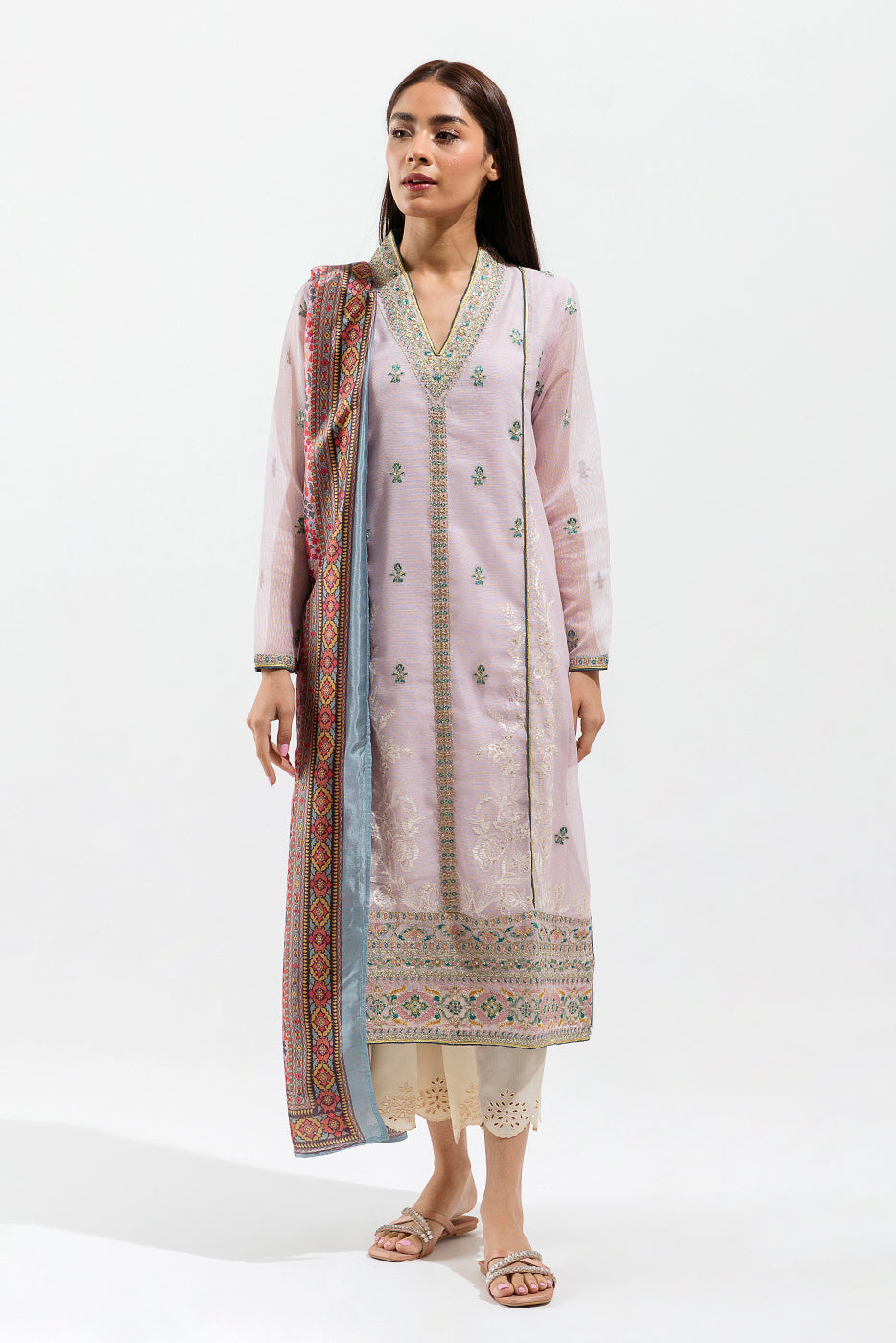 Embroidered Shirt With Dupatta - BEECHTREE