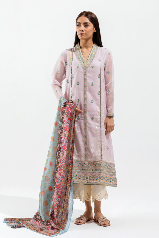 2 PIECE EMBROIDERED COTTON NET SUIT (LUXURY PRET)