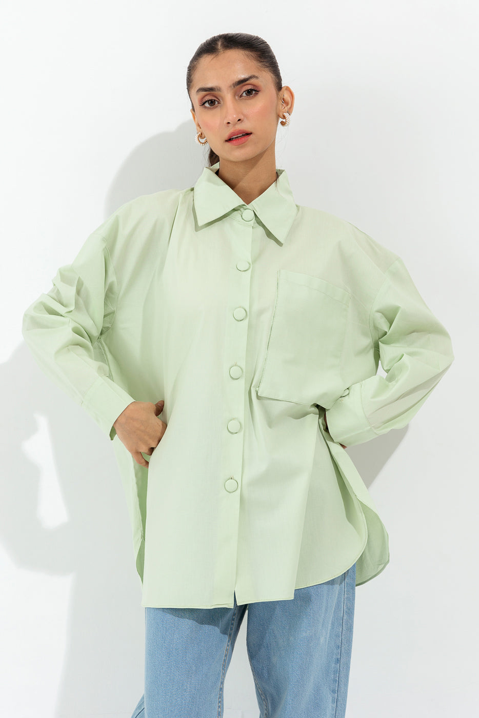 PASTEL GREEN BUTTON DOWN SHIRT