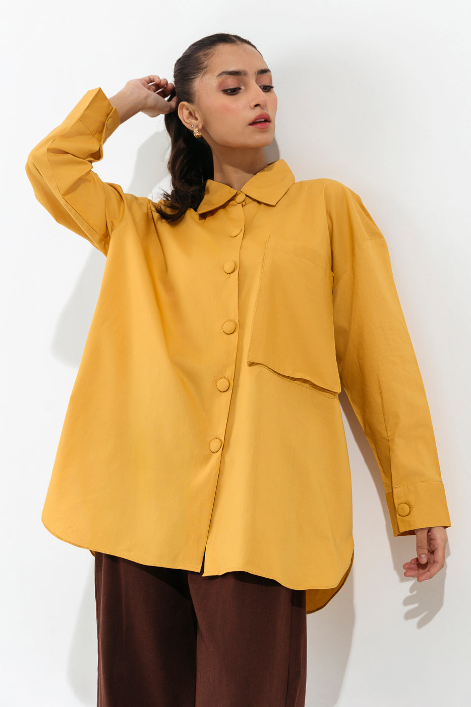 MUSTARD BUTTON DOWN SHIRT