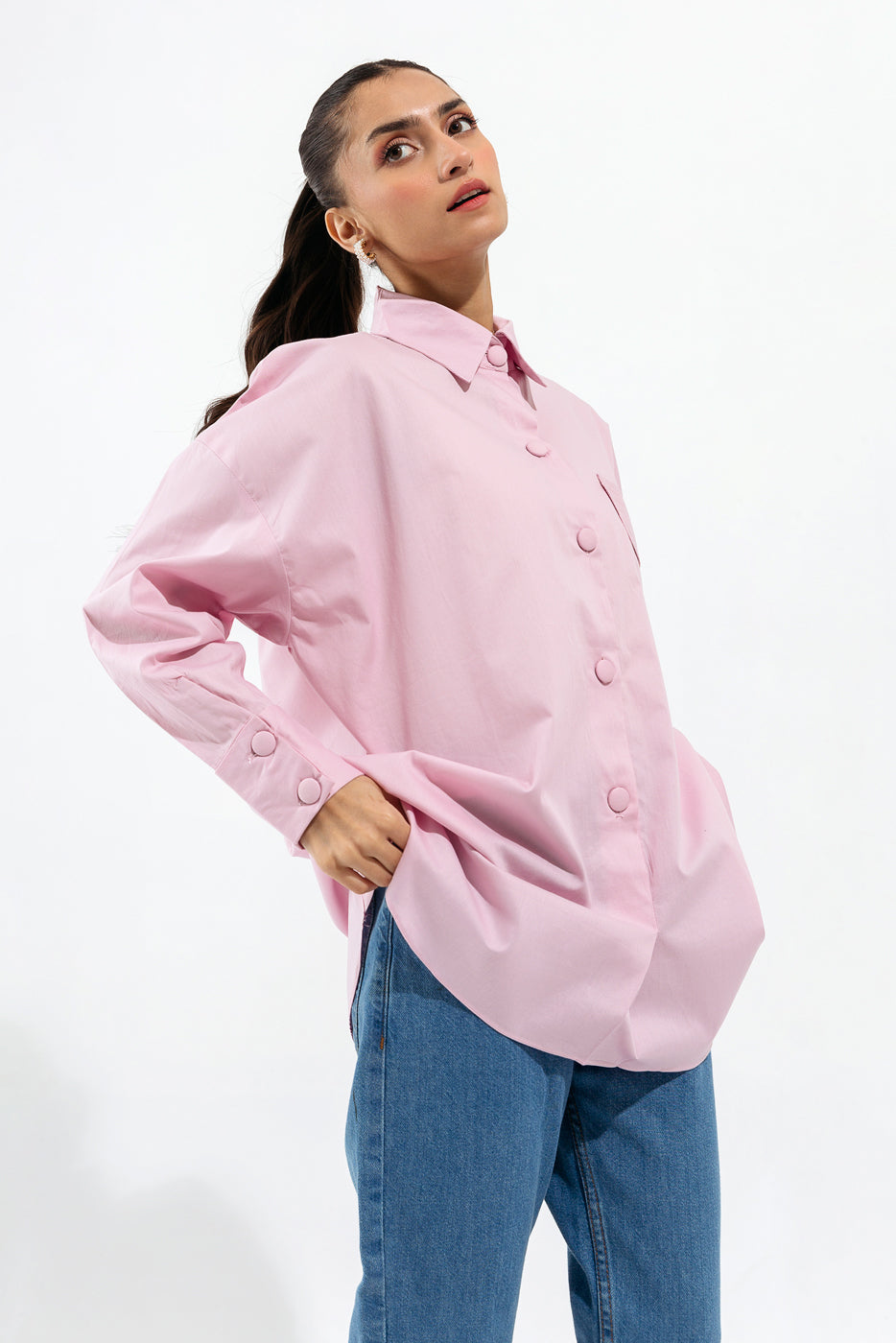 LILAC OVERSIZED BUTTON DOWN SHIRT