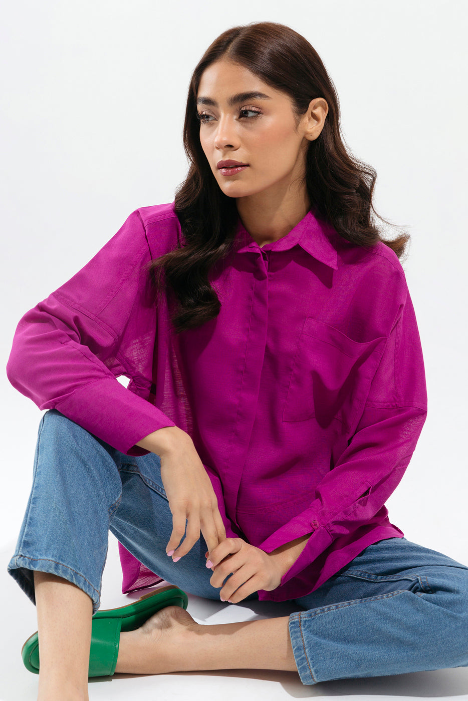 MAGENTA BUTTON-THROUGH SHIRT