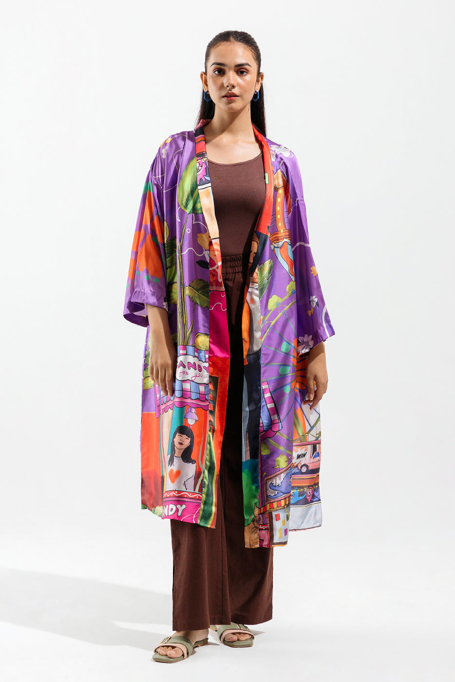 PRINTED SILK KIMONO