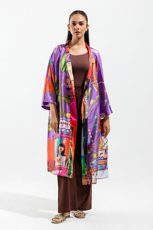PRINTED SILK KIMONO