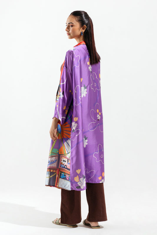 PRINTED SILK KIMONO
