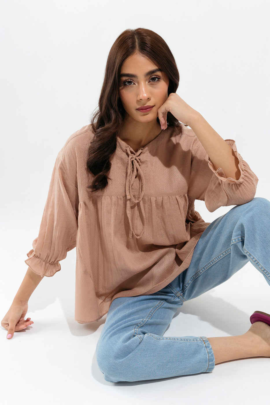 NUDE PINK TEXTURED TOP