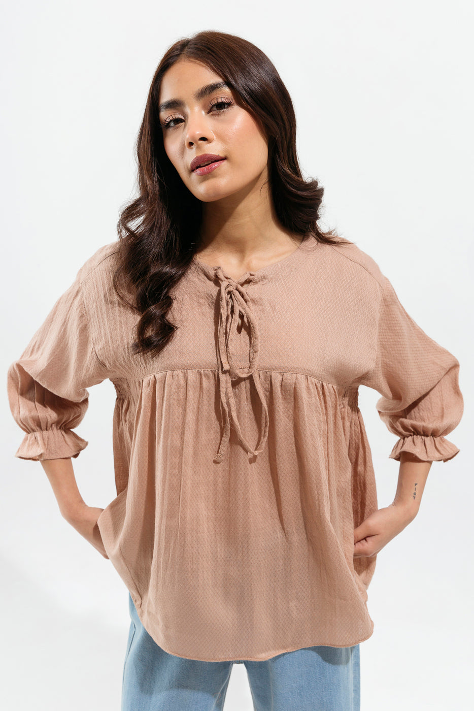 NUDE PINK TEXTURED TOP