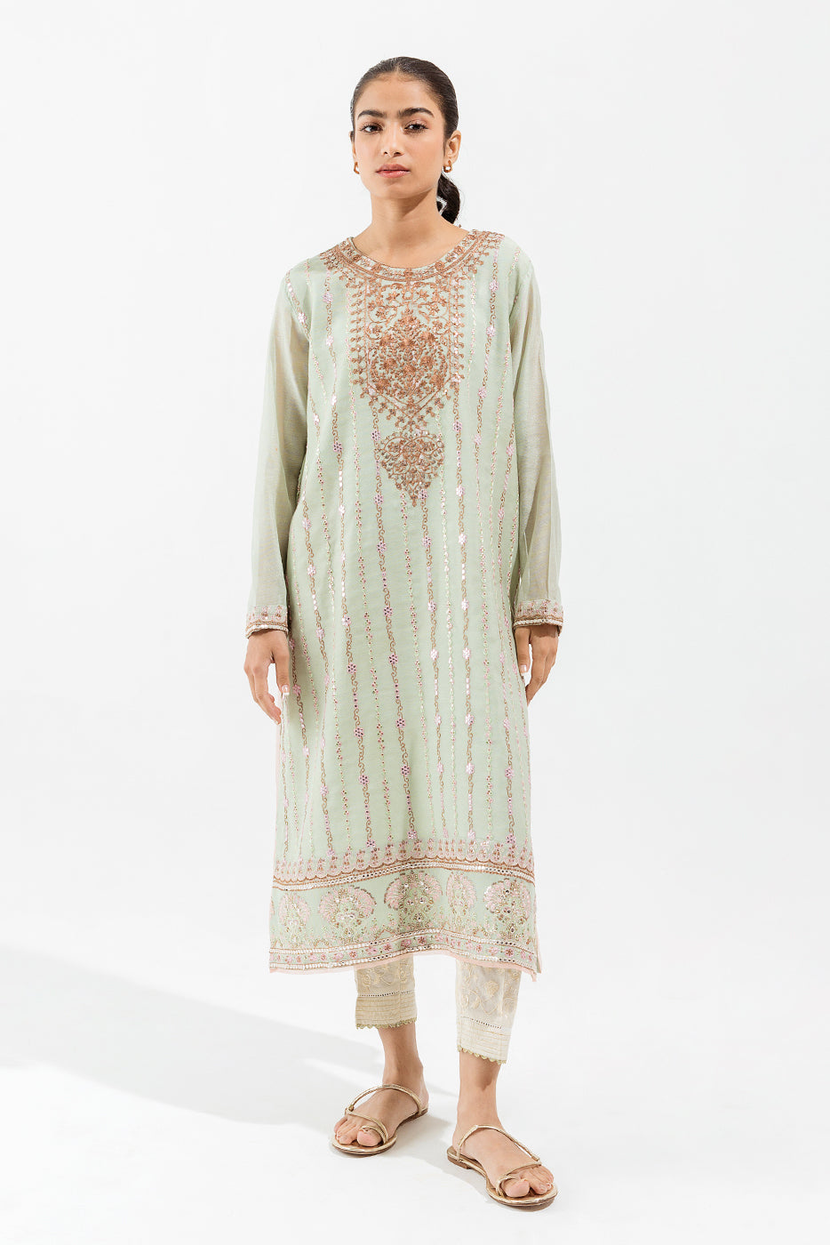 EMBROIDERED COTTON NET SHIRT (LUXURY PRET)
