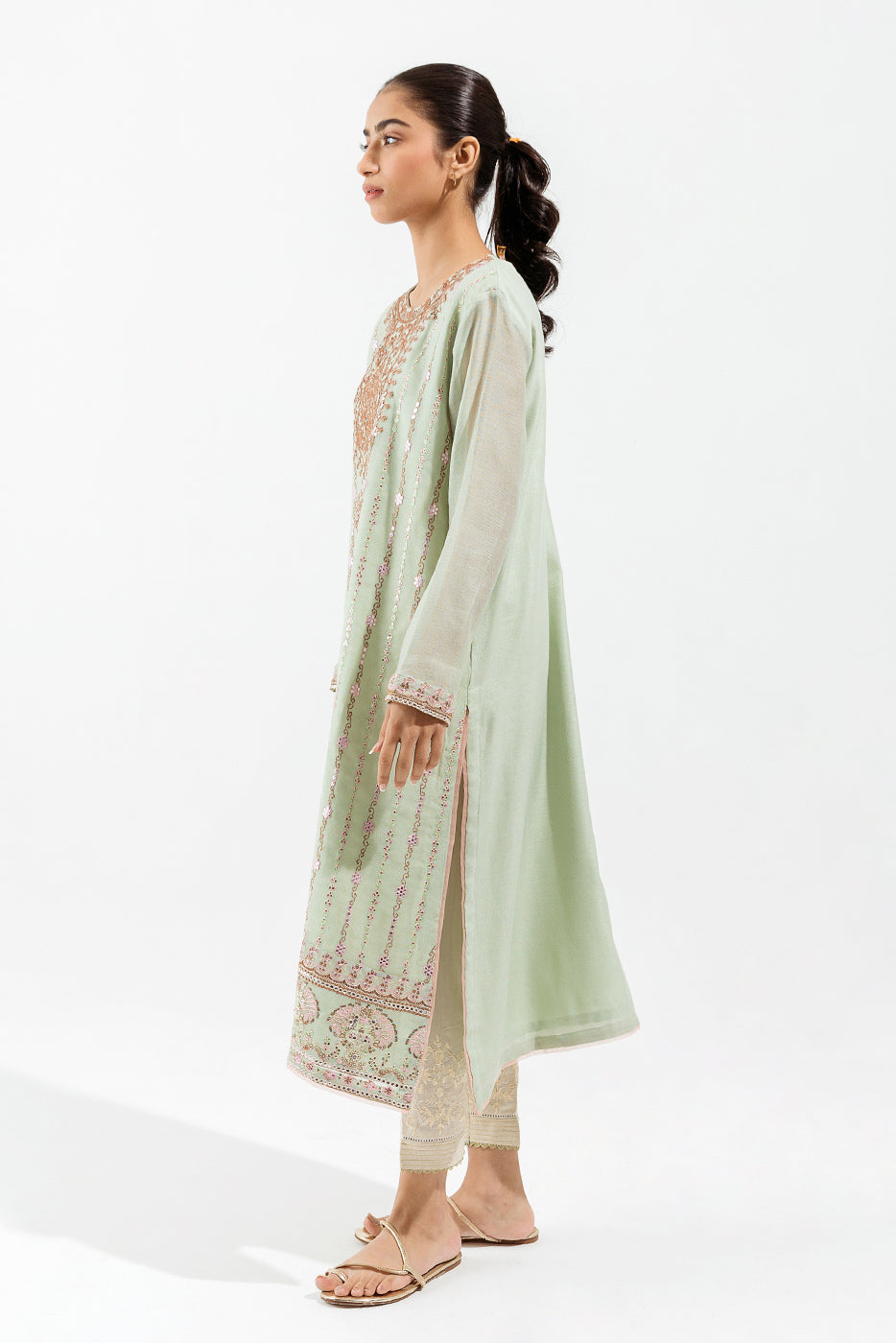 EMBROIDERED COTTON NET SHIRT (LUXURY PRET)