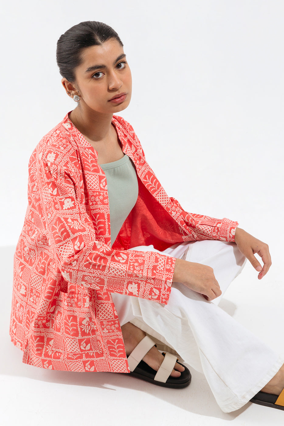 Hand Screen Printed Pink  Kimono