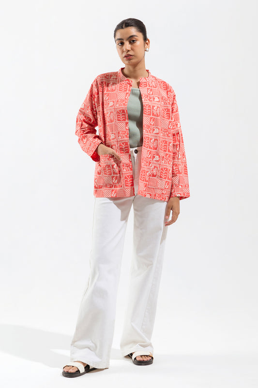 Hand Screen Printed Pink  Kimono