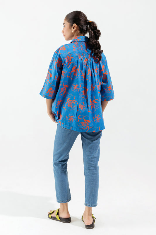 HAND SCREEN PRINTED BLUE KIMONO
