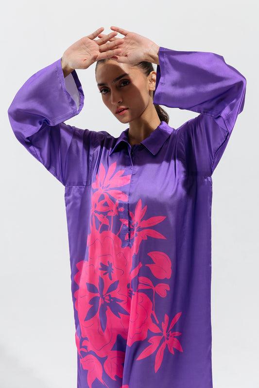 PURPLE PRINTED LONG TUNIC