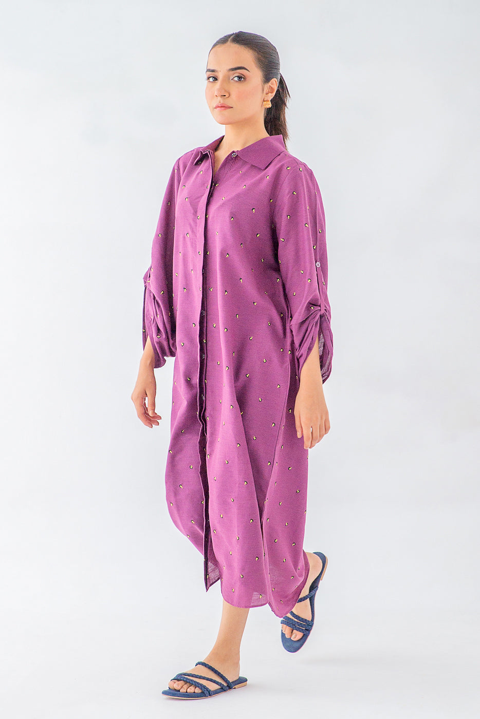 PURPLE EMBROIDERED LONG TUNIC