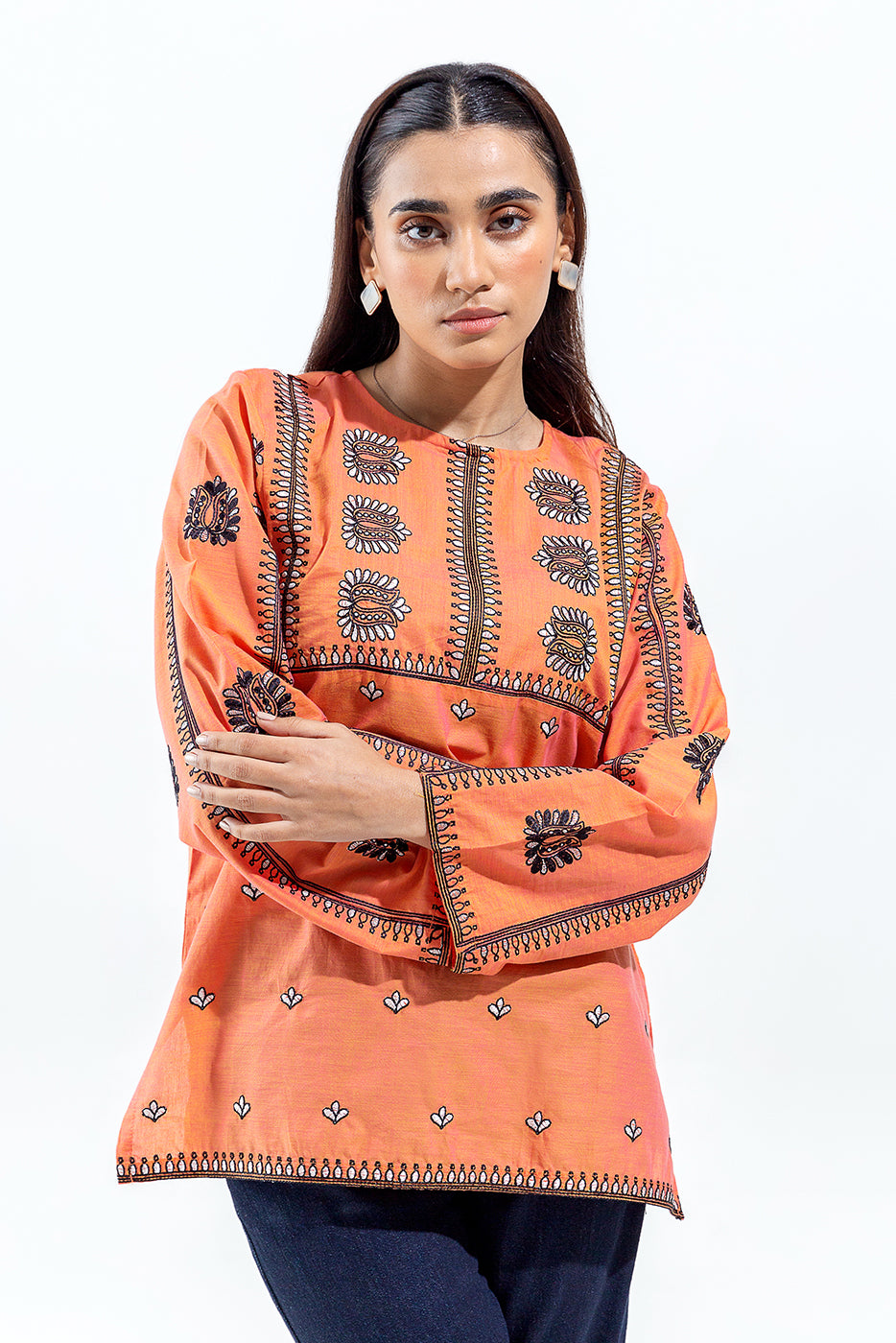 EMBROIDERED CHAMBREY SHIRT (PRET) - BEECHTREE