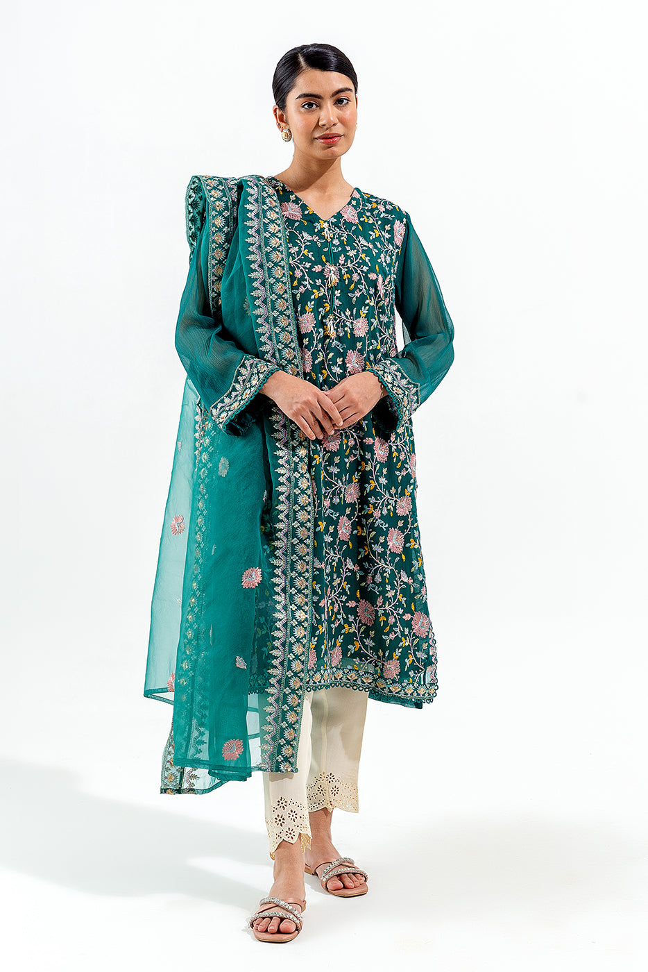 2 PIECE EMBROIDERED CHIFFON SUIT (LUXURY PRET) - BEECHTREE