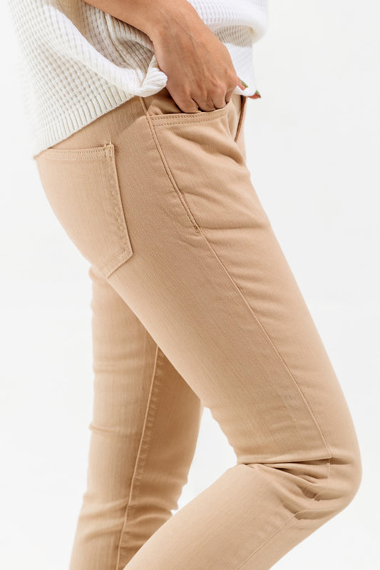 BEIGE CROPPED SKINNY JEANS