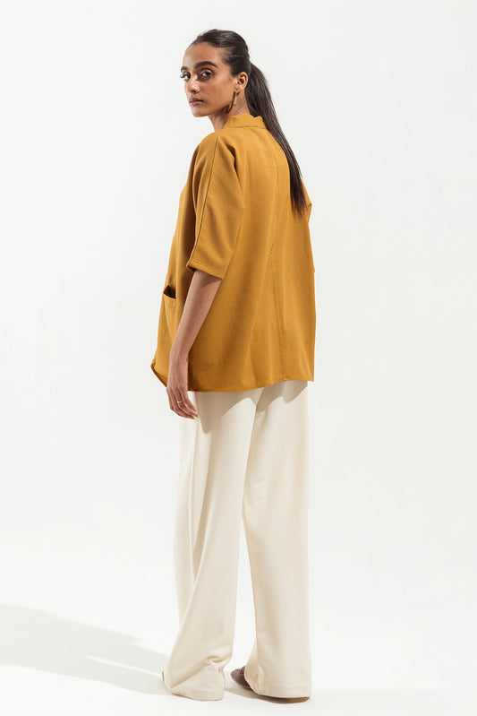 MUSTARD DIAGONAL HI-LOW TOP