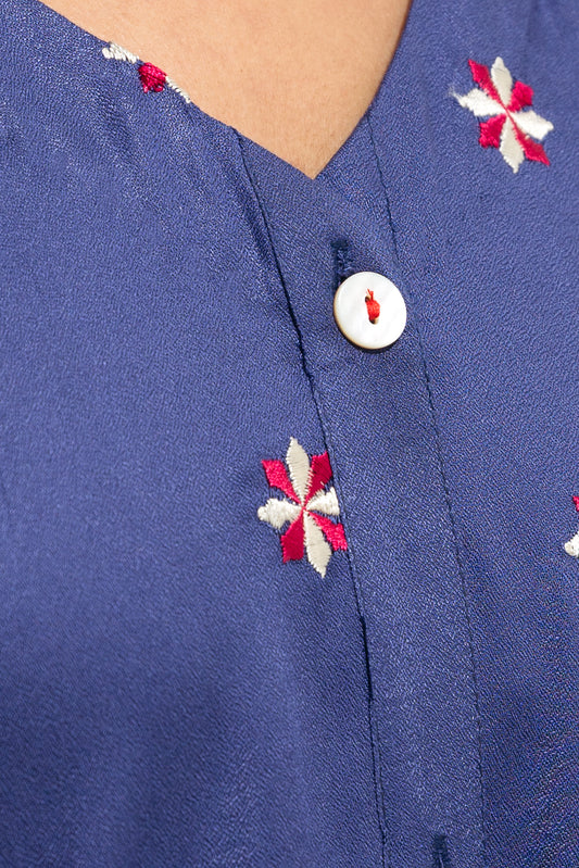 EMBROIDERED CREPE SHIRT (PRET)