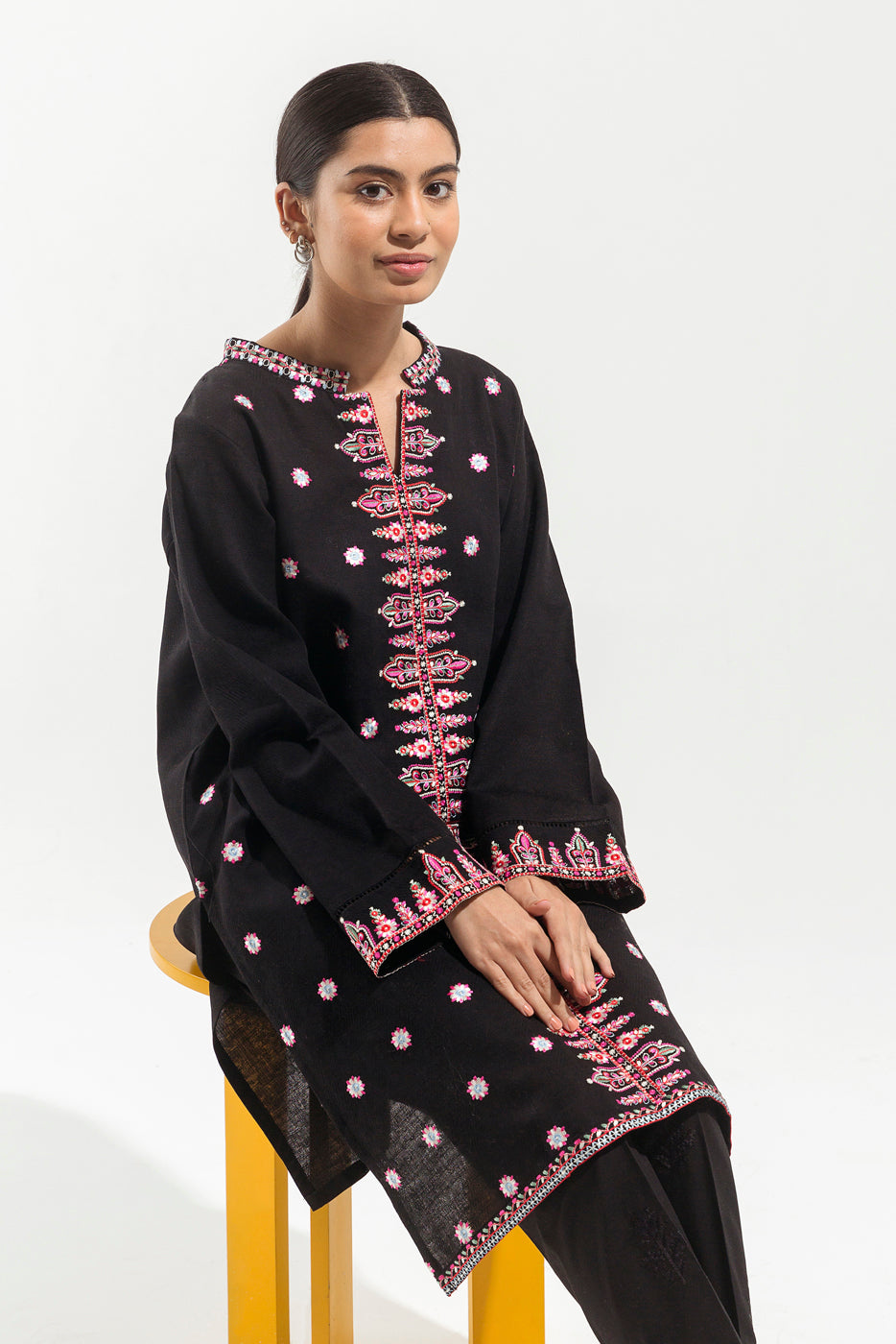 EMBROIDERED KHADDAR JACQUARD SHIRT (PRET)