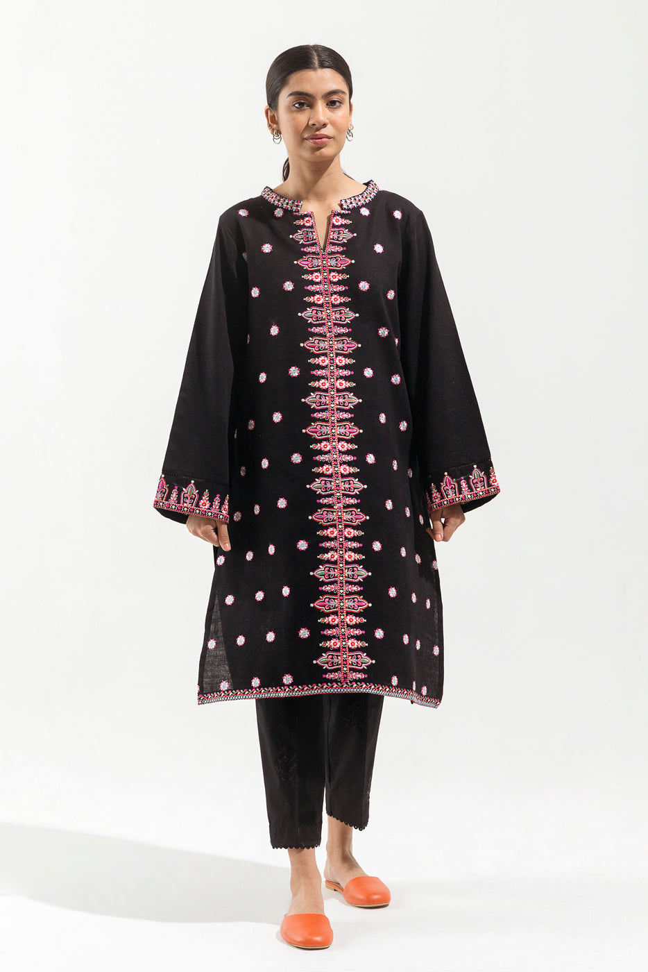 EMBROIDERED KHADDAR JACQUARD SHIRT (PRET)