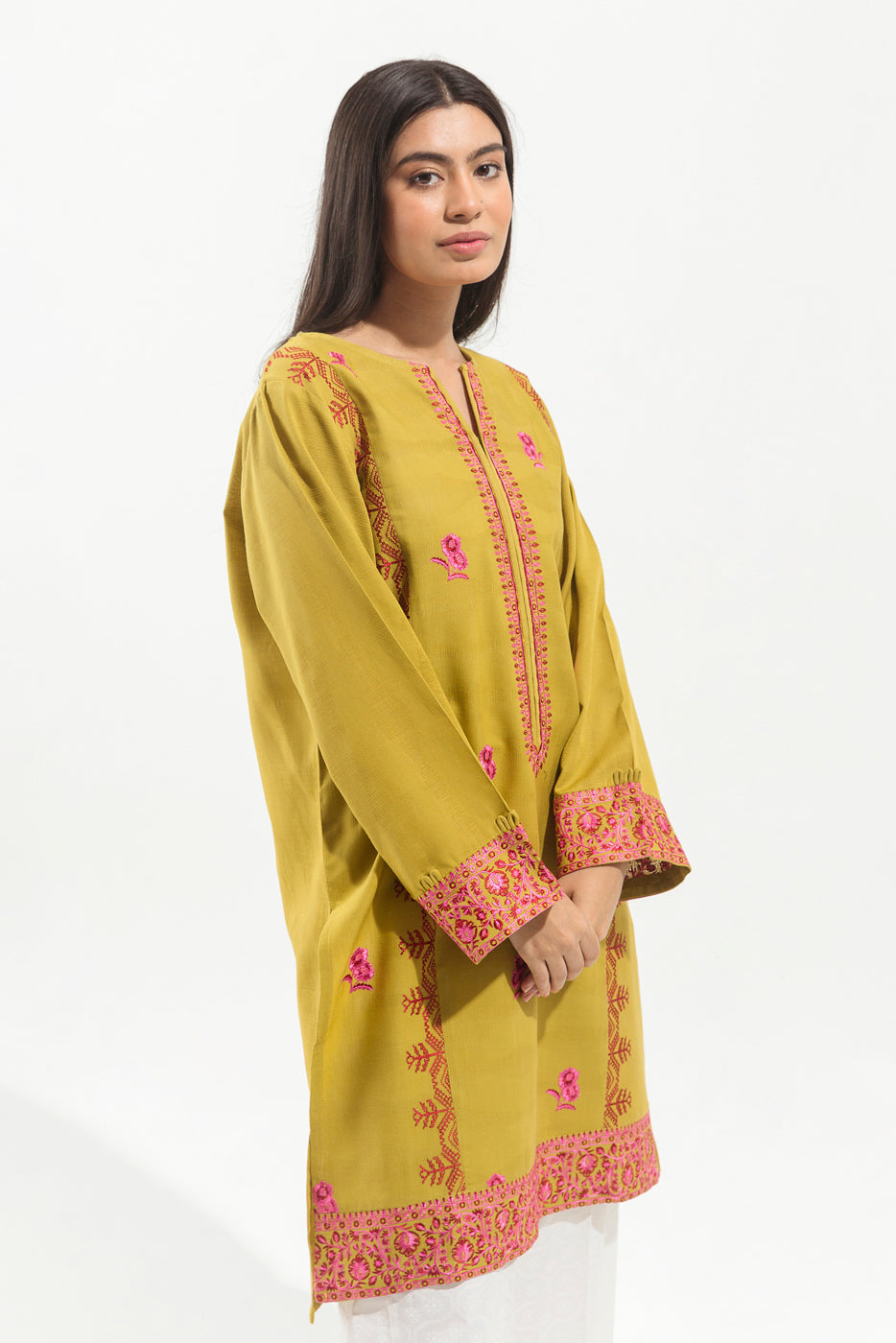 EMBROIDERED KHADDAR JACQUARD SHIRT (PRET)