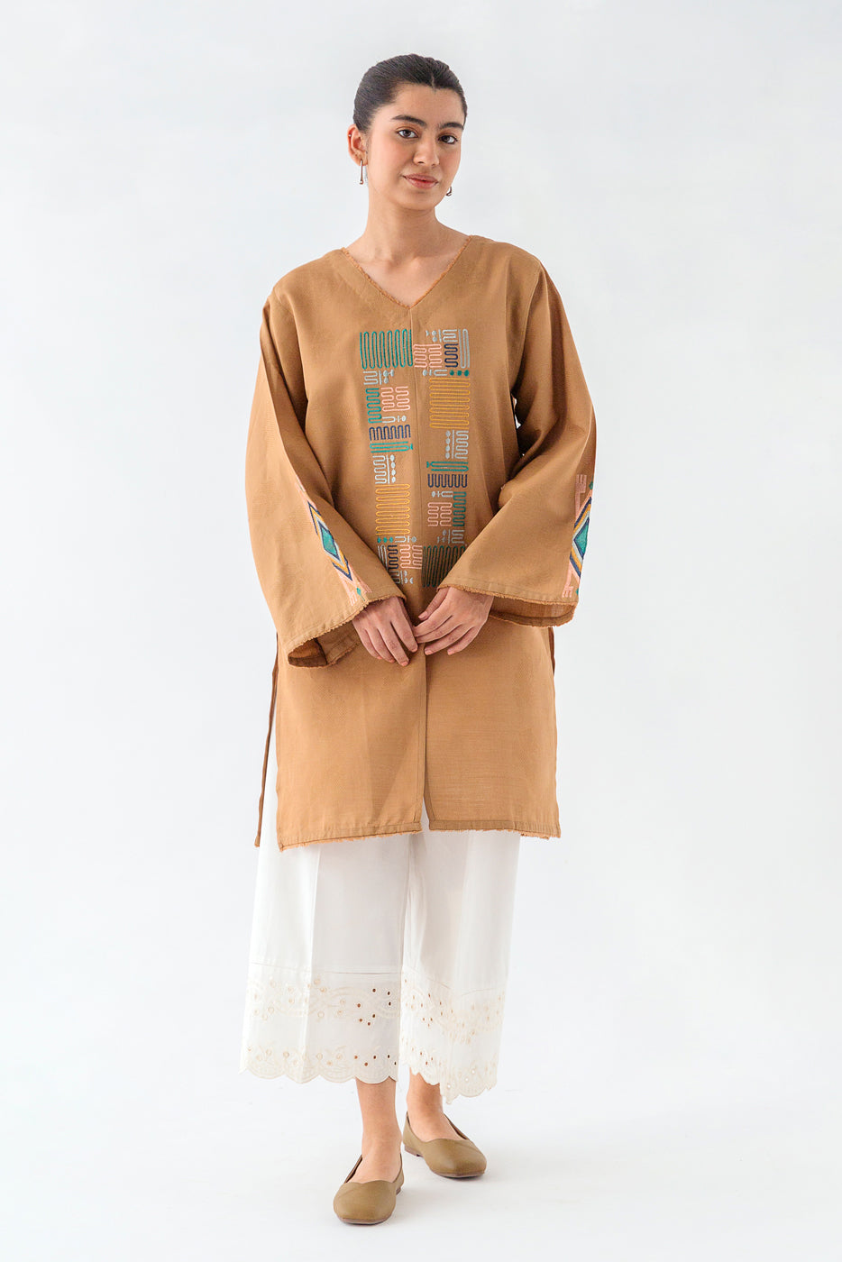 EMBROIDERED KHADDAR JACQUARD SHIRT (PRET)