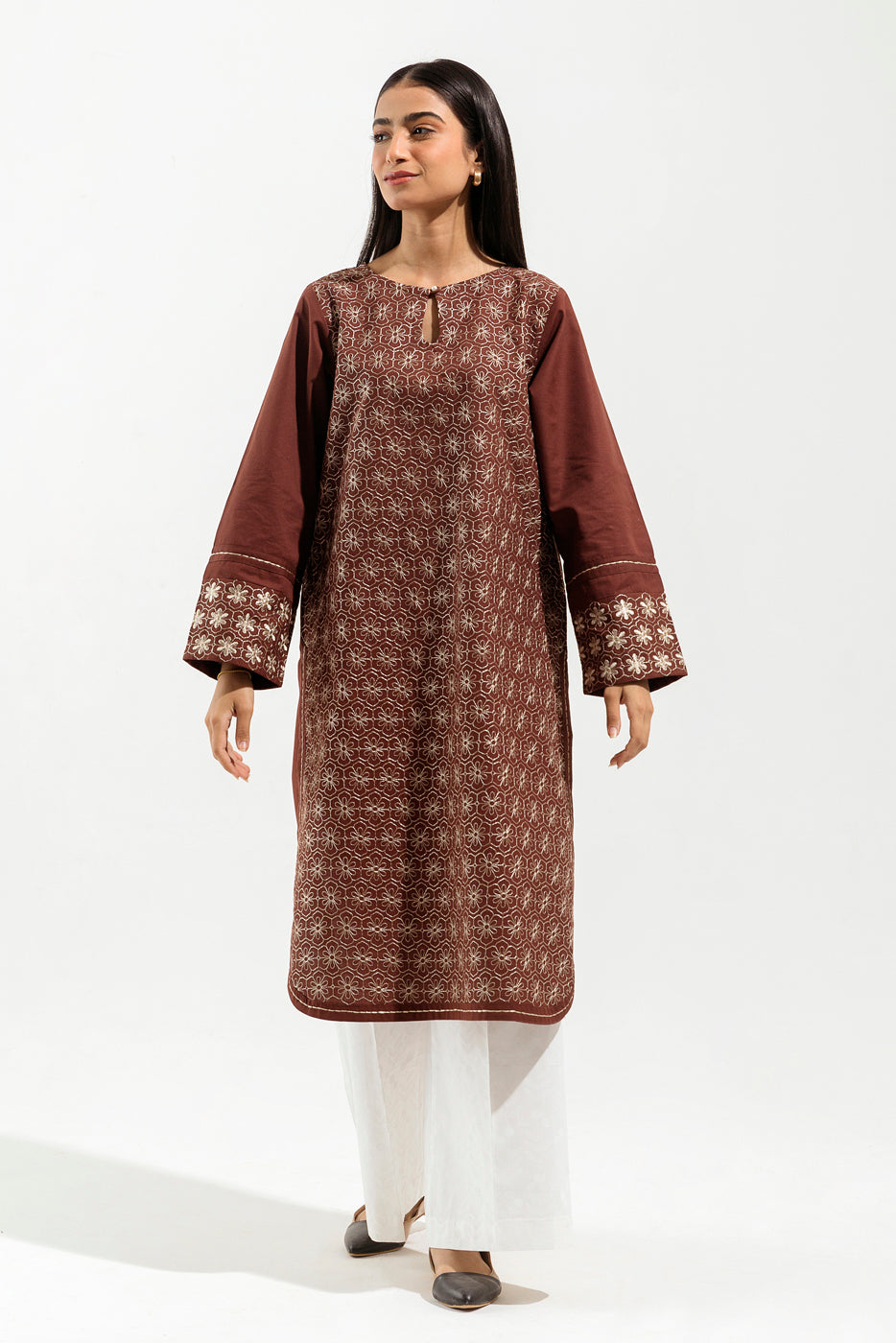 EMBROIDERED KHADDAR SHIRT (PRET)