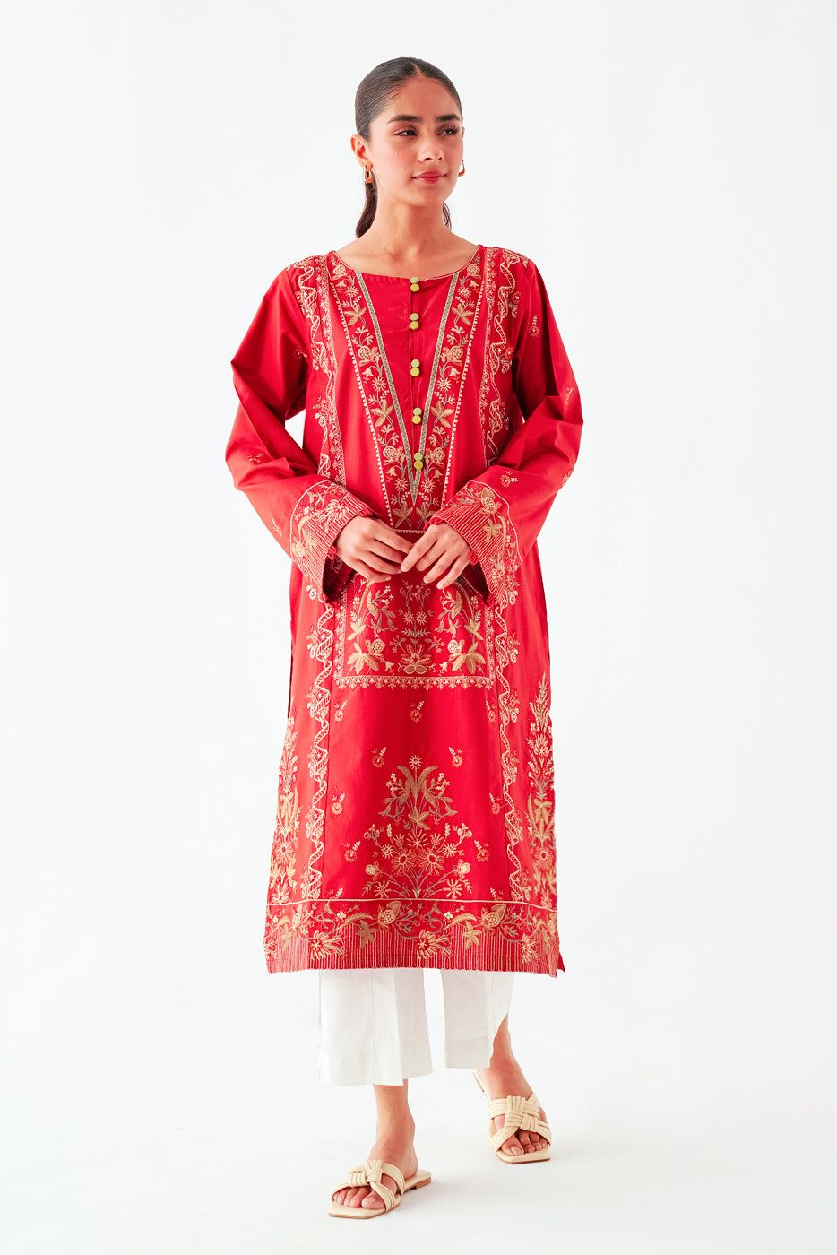 EMBROIDERED KHADDAR SHIRT (PRET)