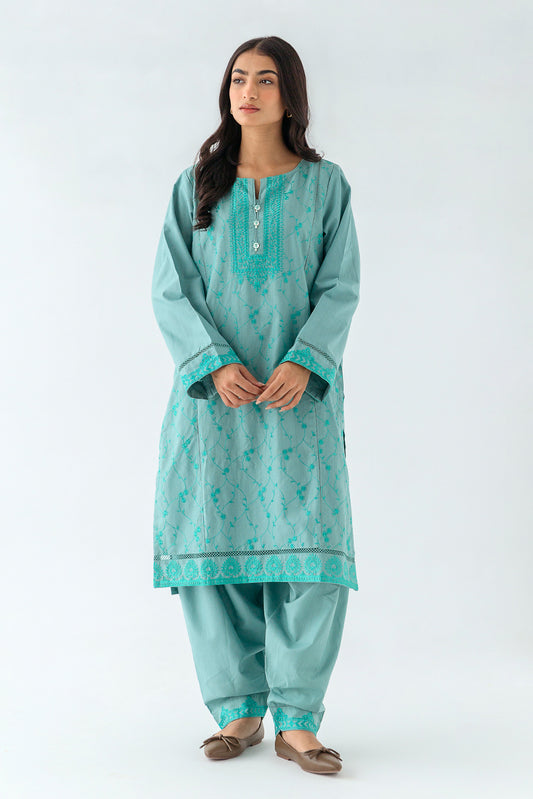 2 PIECE EMBROIDERED SLUB KHADDAR SUIT (PRET)