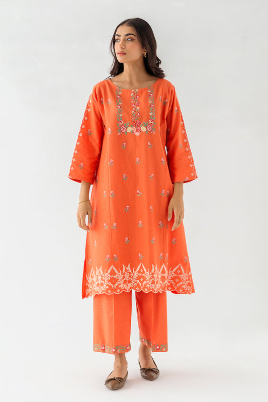 2 PIECE EMBROIDERED SLUB KHADDAR SUIT (PRET)