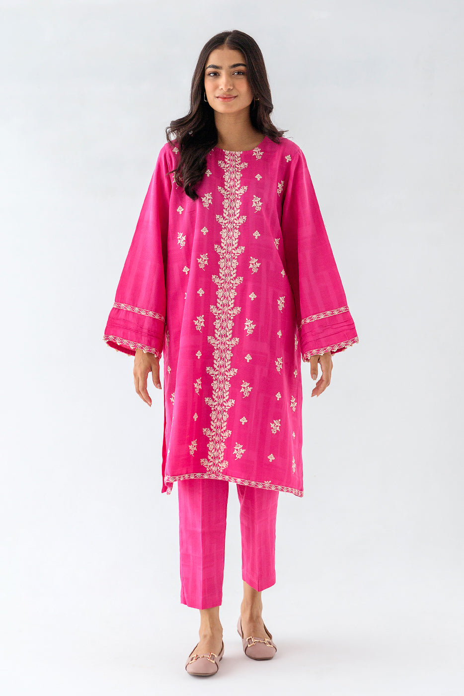 EMBROIDERED KHADDAR JACQUARD SHIRT (PRET)