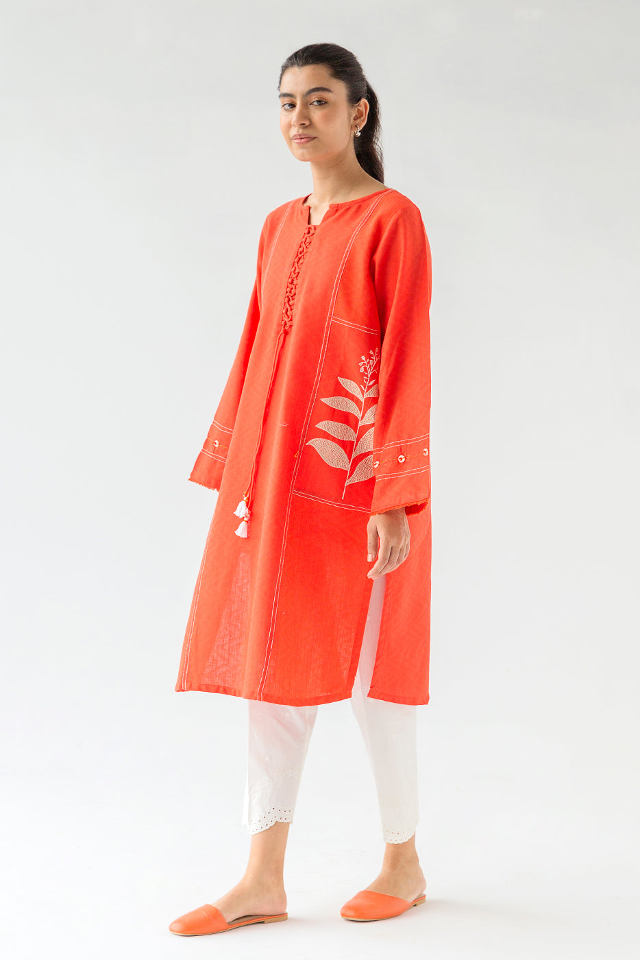 EMBROIDERED KHADDAR JACQUARD SHIRT (PRET)