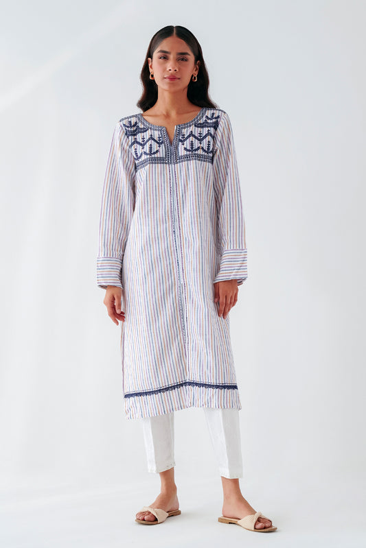 EMBROIDERED CHAMBRAY SHIRT (PRET)