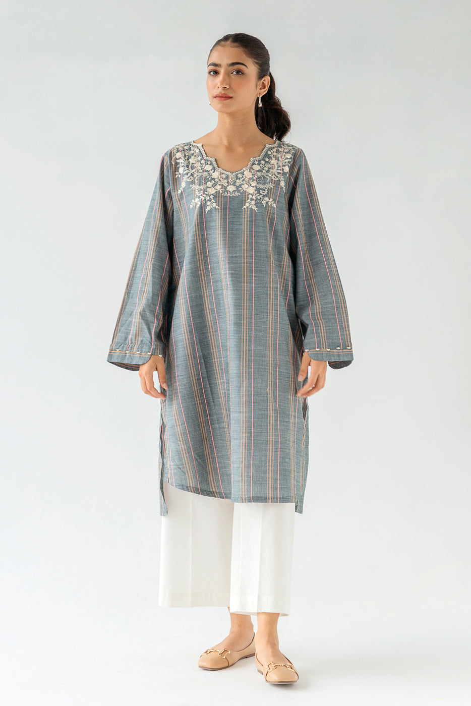 EMBROIDERED YARN DYED SHIRT (PRET)
