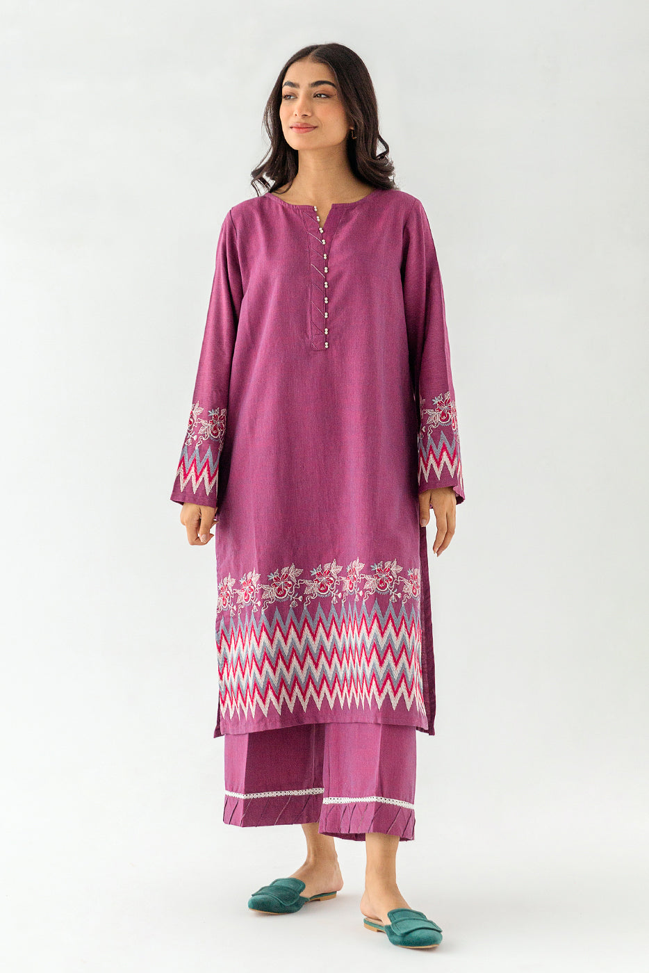 2 PIECE EMBROIDERED KHADDAR SUIT (PRET)