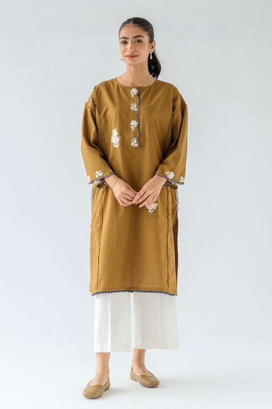 EMBROIDERED SLUB KHADDAR SHIRT (PRET)