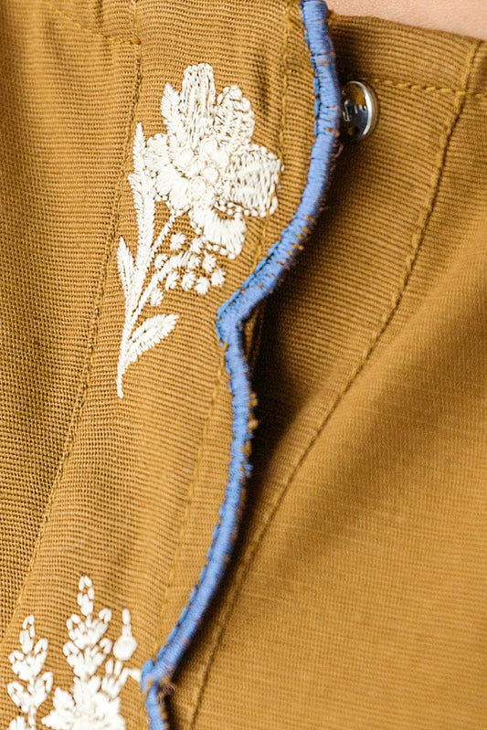 EMBROIDERED SLUB KHADDAR SHIRT (PRET)